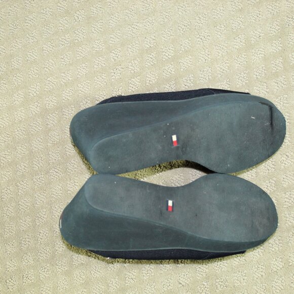 Vtg Tommy Hilfiger Navy Blue Women's Size 8.5M Peep Toe Foam Wedge Slip On Shoe - Picture 6 of 6